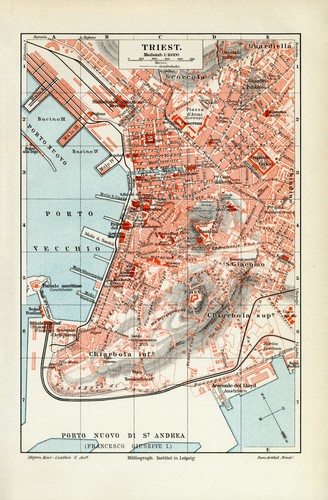 Triest historischer stadtplan - historischer,