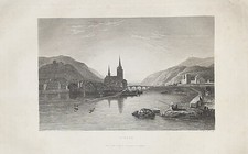 Stahlstich anno 1834 Bingen