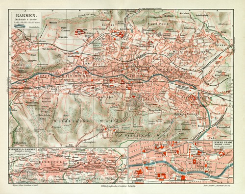 Barmen historischer stadtplan - barmen,