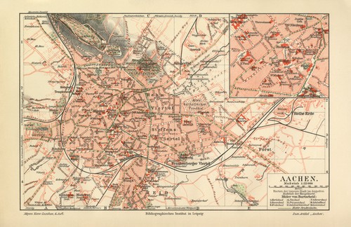 Aachen historischer stadtplan - aachen,